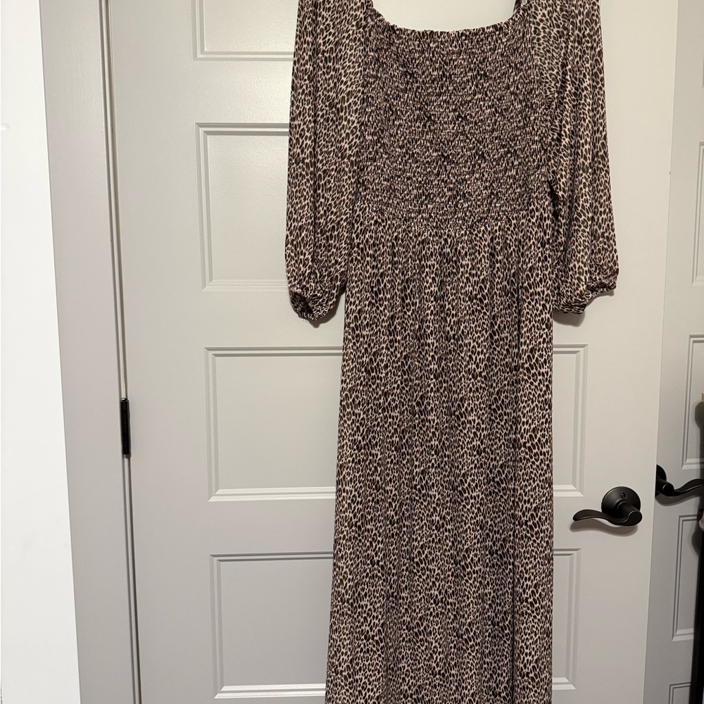 Anthropologie Brown Patterned Midi Dress